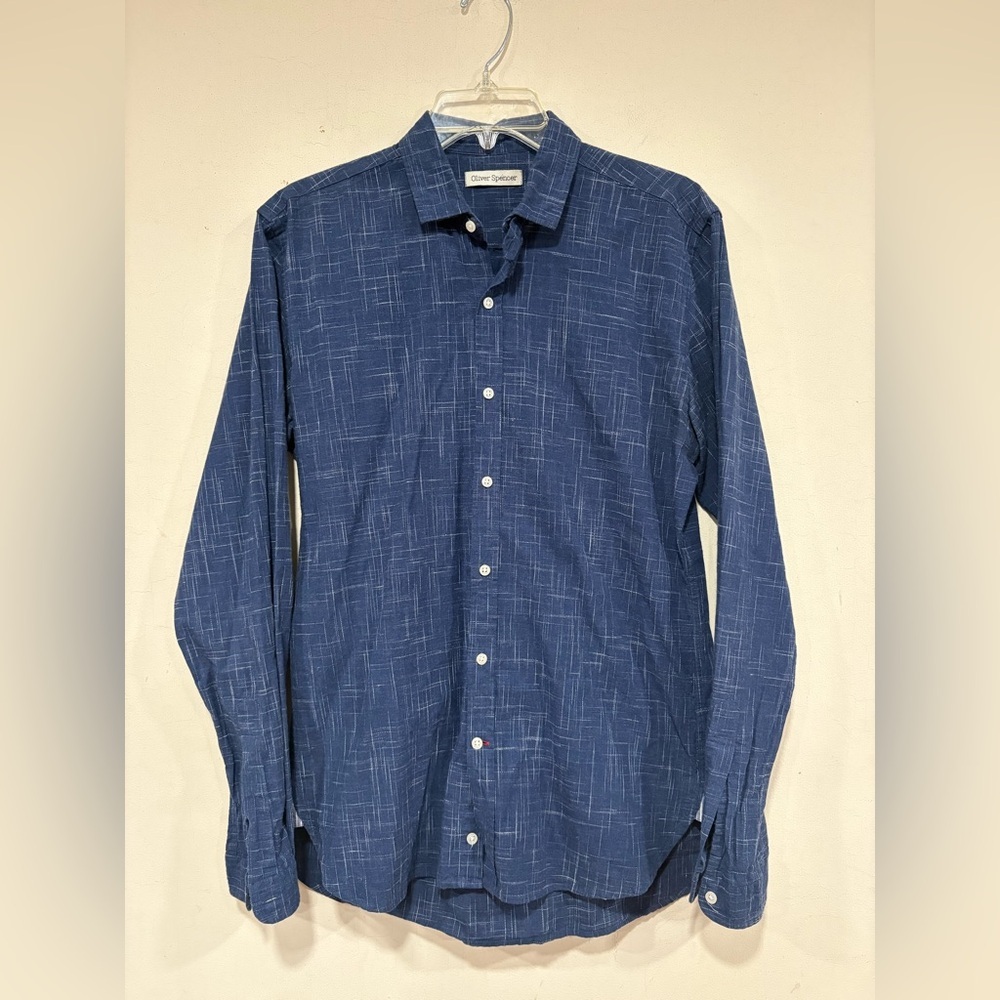 Oliver Spencer Blue White Atomic Button Up Shirt Men’s 15 38